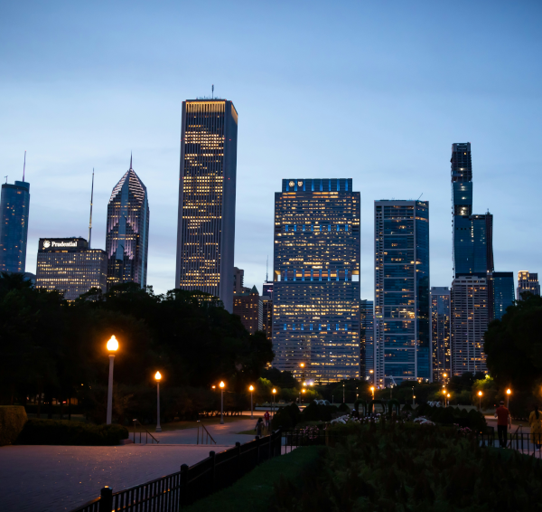 city skyline at night